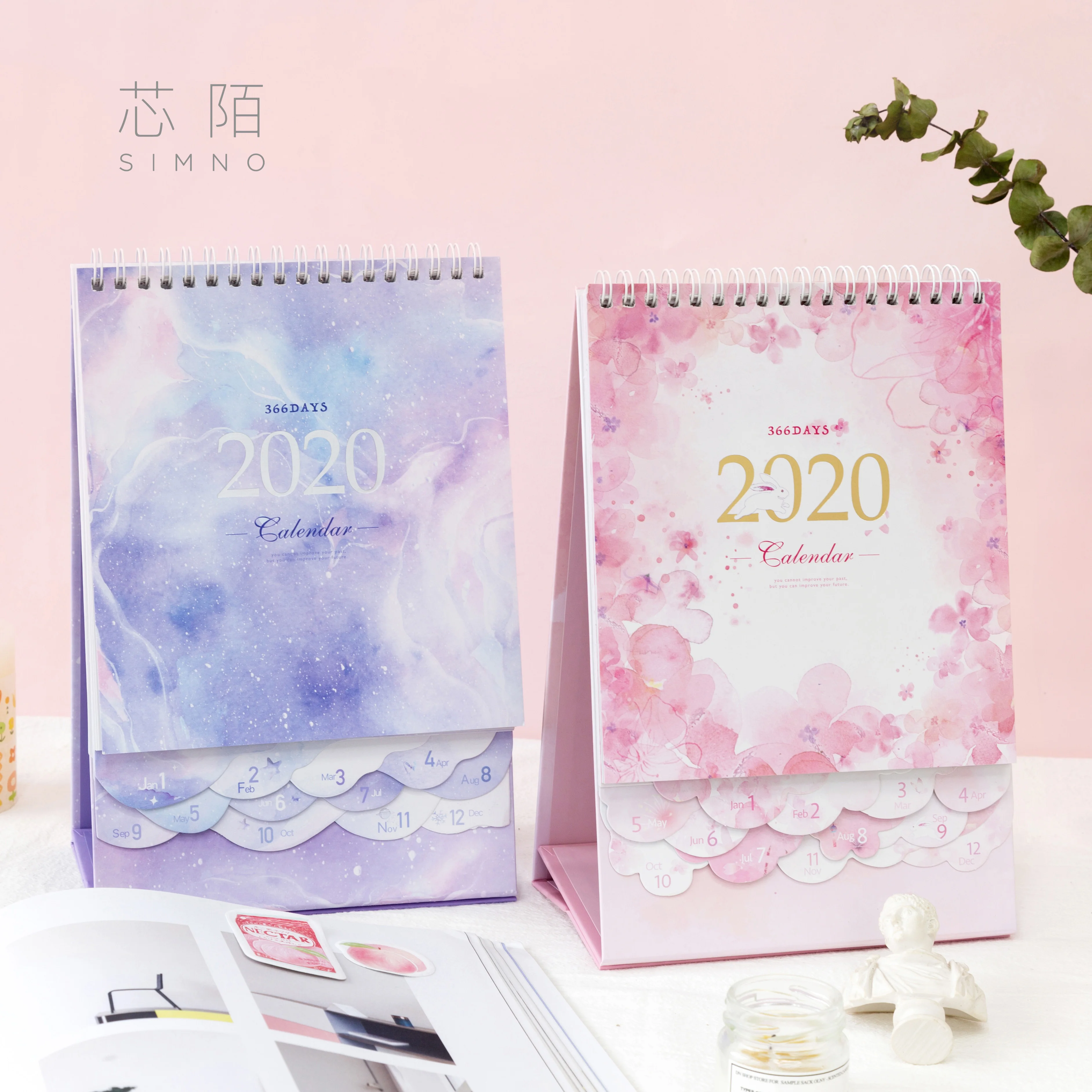 2020 Dreamy Starry Sky/вишневые цветы Ежемесячный план чтобы сделать список Настольный
