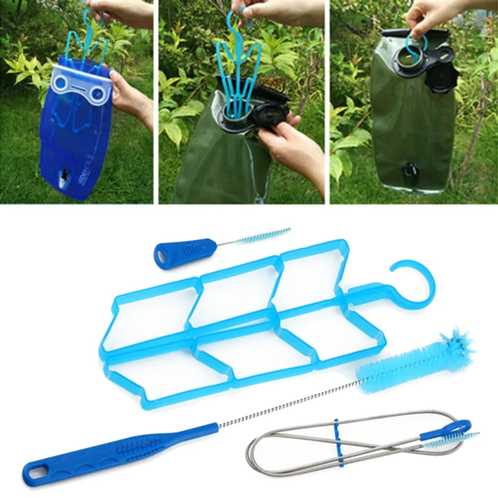 

4 In 1 Pack Hydration Water Bladder Cleaning Kit Brushes Drying Hanger Kits Long Spring Wire Brush Water Reservoir Hose Cleaner