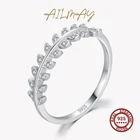 Ailmay 925 стерлингового серебра Классический Винтаж счастливое Дерево листьев оливкового дерева листья кольцо на палец для обручального кольца для Для женщин Юбилей, ювелирное изделие, подарок