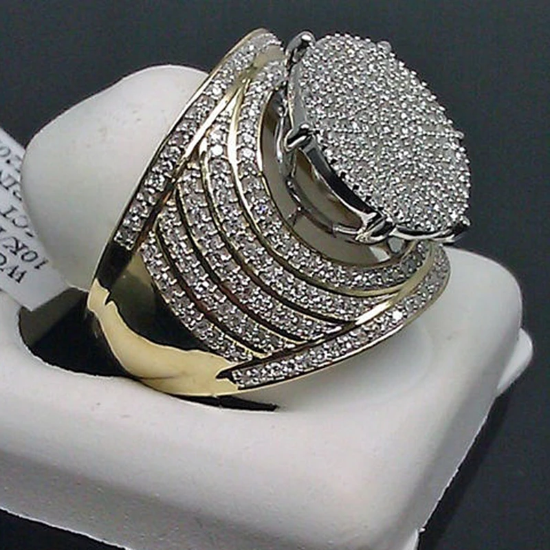 Винтажное роскошное Брендовое мужское круглое кольцо золотистого цвета