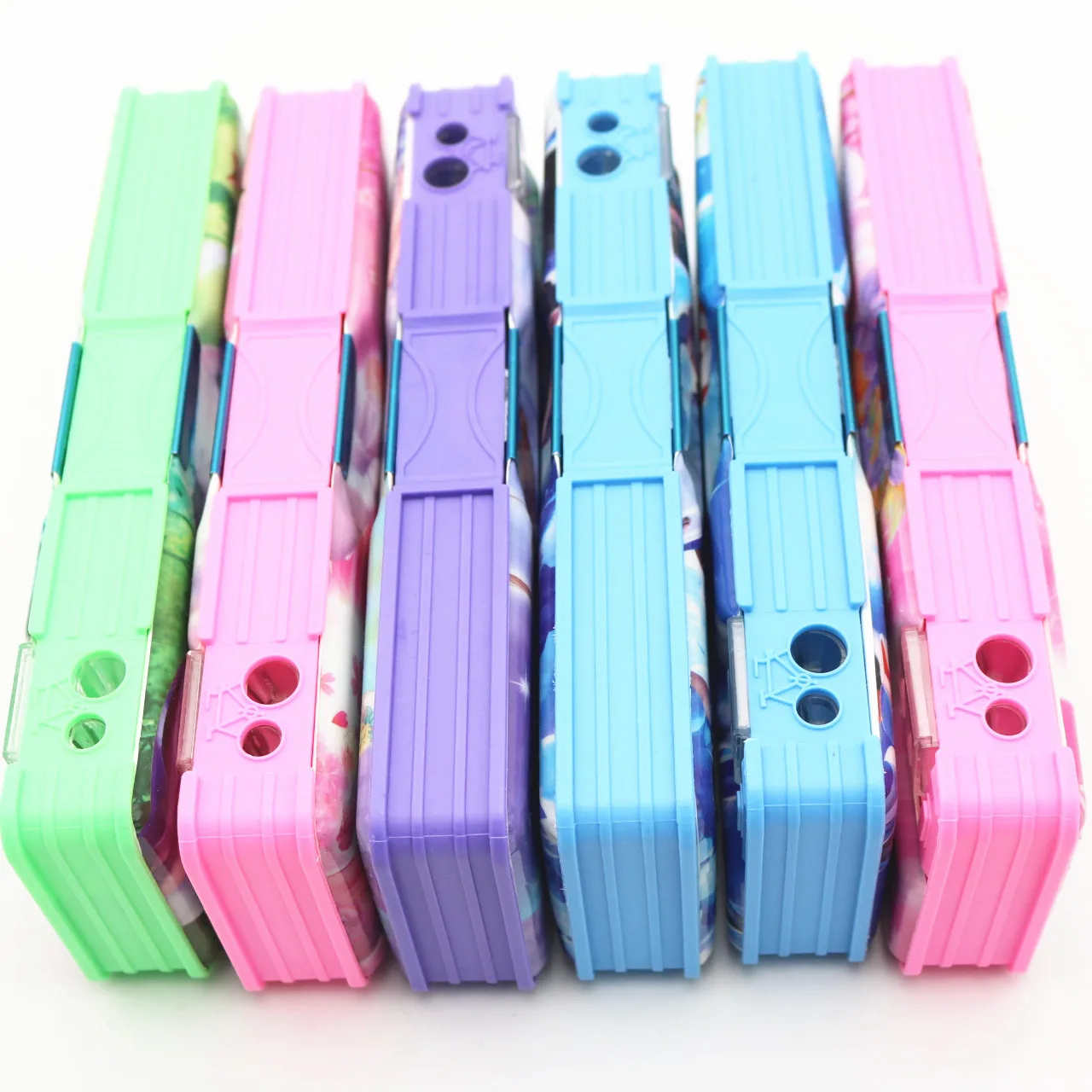 

1PCS Leather pencil case cartoon pencil case with pencil sharpener double open pencil case student stationery