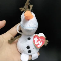 10cm ty big eyes keychain plush stuffed animal olaf the snowman collectible keyclip mini doll toy christmas birthday gift