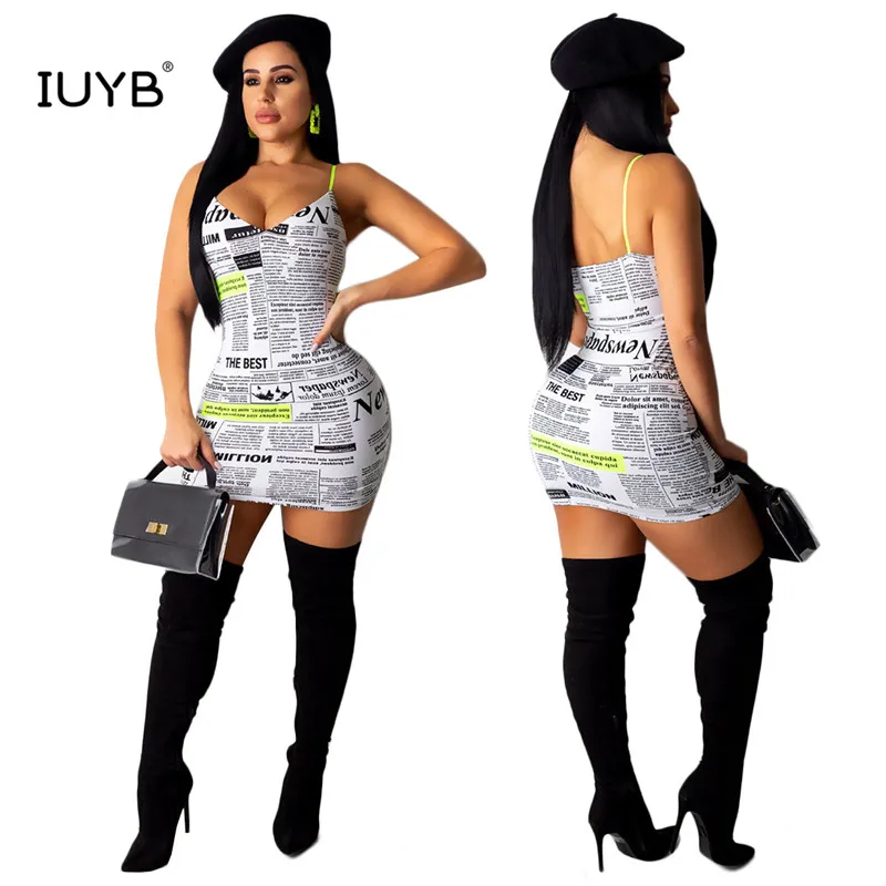 IUYB YC1881 письмо мини платье 2019 Бандажное летнее женское короткое повседневное