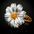 Женское кольцо в форме подсолнуха WUKALO, кольцо из стерлингового серебра 925 пробы с инкрустированным оранжевым кубическим цирконием, вечернее вечерние велирное украшение с цветами