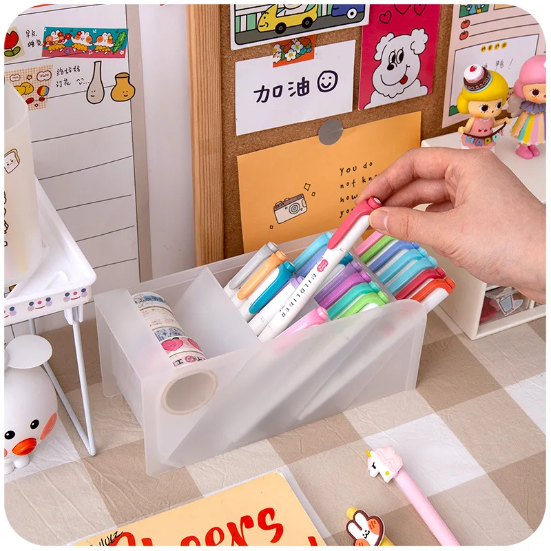 

2 pieces Desktop Organizer Pen Holder Desk Makeups Pencil Storage Stand Box School Office Stationery Free Sticker