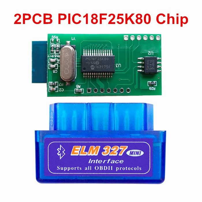 10PCS Double PCB 10 шт./лот OBDII сканера ELM327 1,5 автомобильный диагностический инструмент ELM 327 PIC18F25K80 Bluetooth V1.5 ELM327 OBD2 Bluetooth считыватель кода V1.5 - Цвет: 10PCS Double PCB