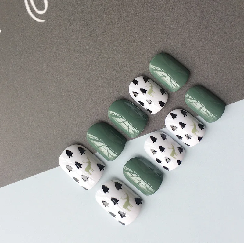 24pcs Fake Nail Tips Short Oval Full Cover Nails Art Press A Variety Of Options Can Be Used As Christmas Gift | Красота и здоровье