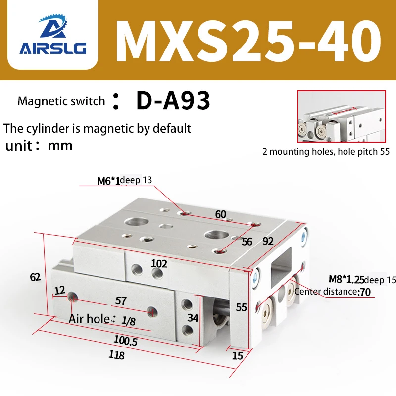

Пневматический рельсовый цилиндр AIRSLG MXS25-150