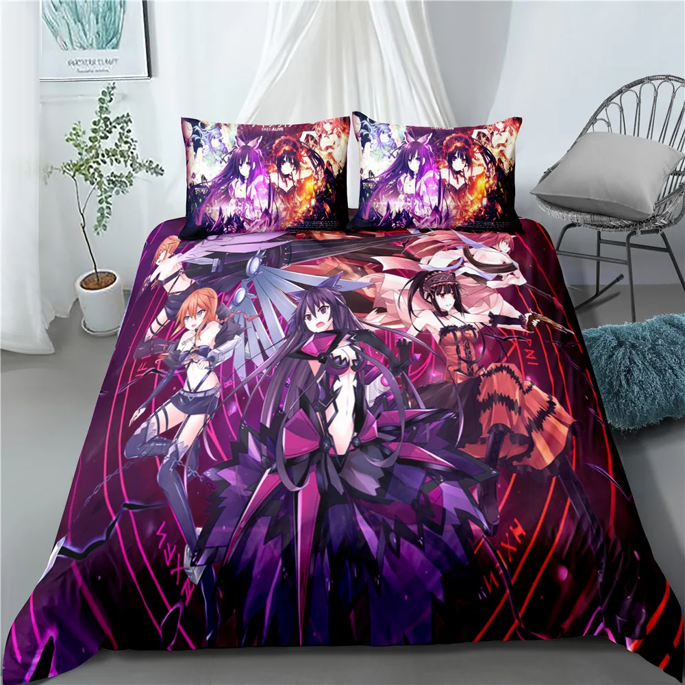 

Anime Date A Live 3D Printed Bedding Set Duvet Covers Pillowcases Comforter Bedding Set Bedclothes Bed Linen