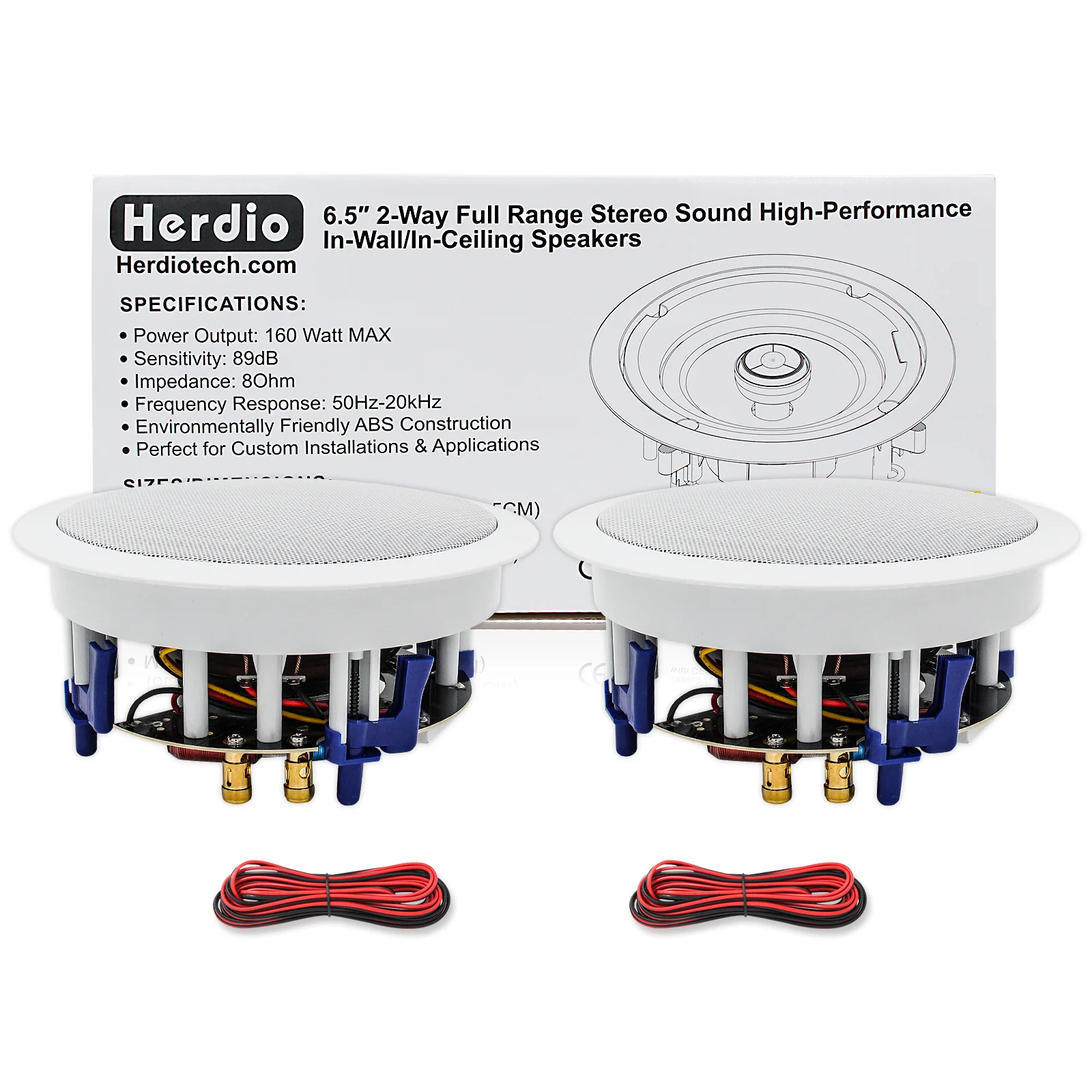 6.5 Inch Ceiling Speakers 160W 2-Way Flush Mount Wall for Home Bathroom Office with Full Range Stereo Sound dropship | Автомобили и