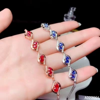 kjjeaxcmy fine jewelry natural sapphire ruby 925 sterling silver new women gemstone hand bracelet support test luxury