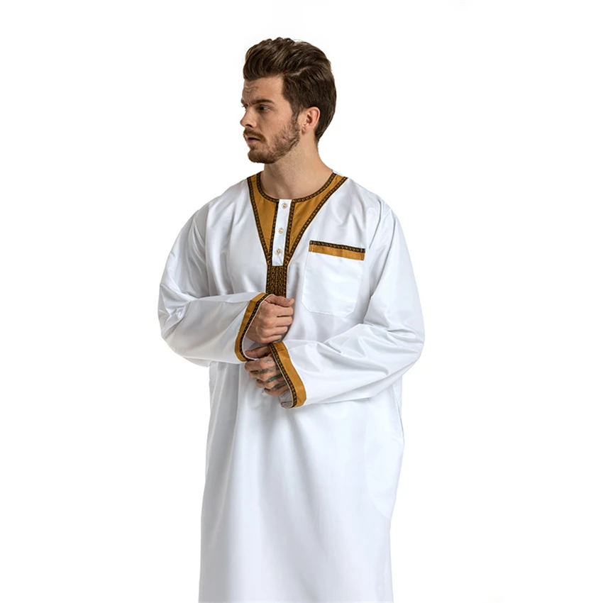 

Men Islamic Clothing Traditional Jubba Thobe Saudi Arabia Abaya Ramadan Muslim Dress Adult Long Sleeve Robes Arabic Dubai Kaftan