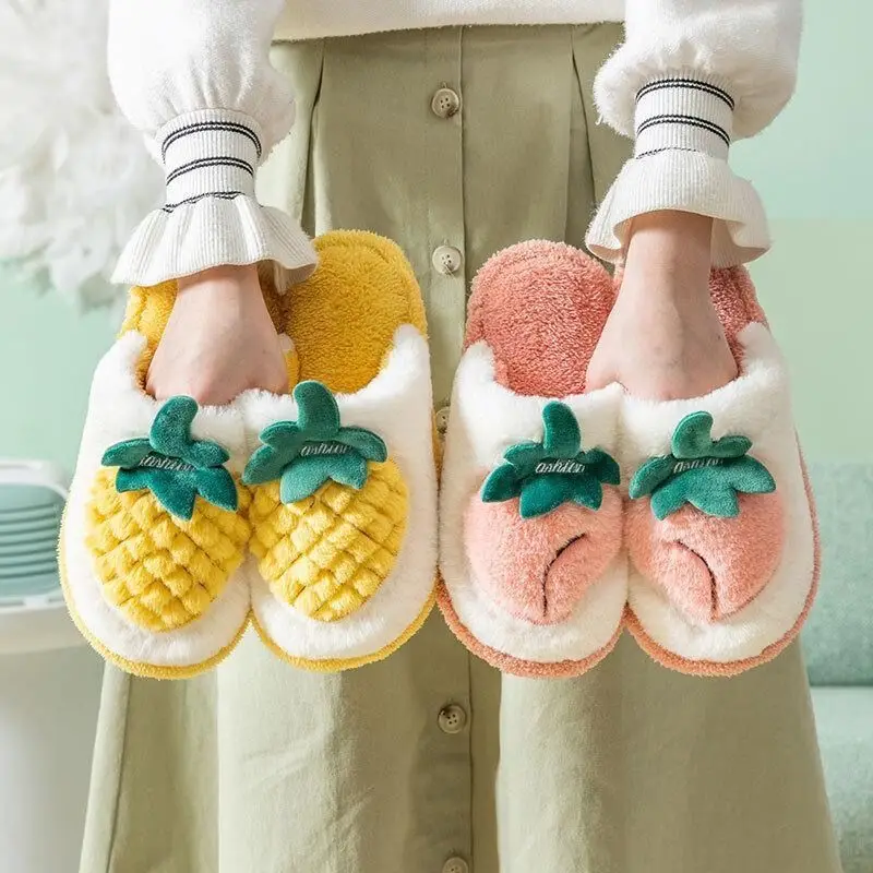 

Сланцы Oraqwlj женские зимние, хлопок, ананас, Нескользящие, теплые, плюшевые, тапочки для дома