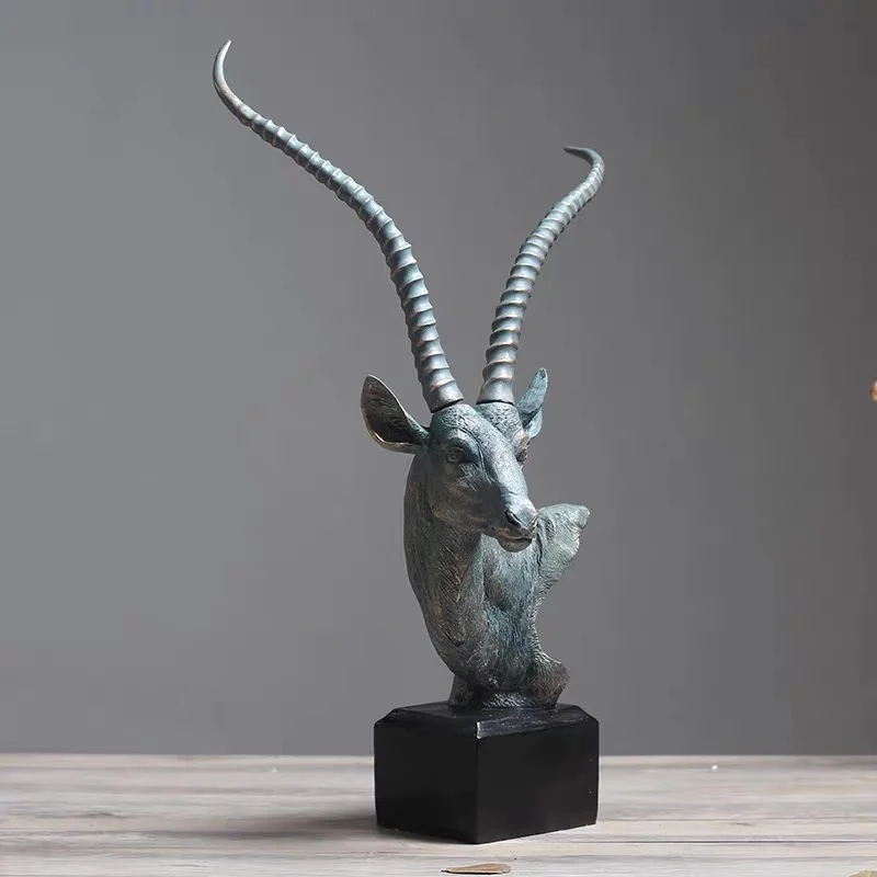 

[MGT]Nordic retro creative resin antelope head statue decoration home decoration crafts display