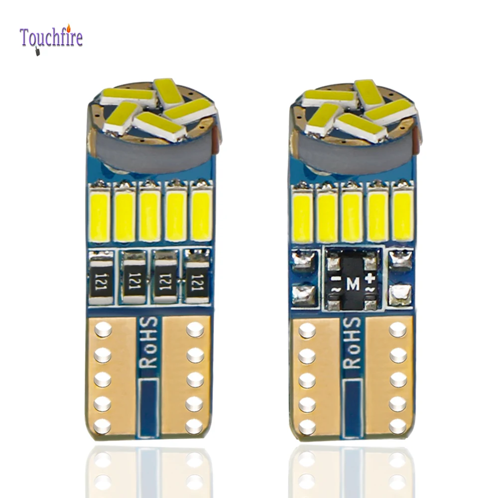 100 шт T10 W5W 194 Canbus автомобильная лампа 4014SMD 15LED боковой маркер авто внутренняя для