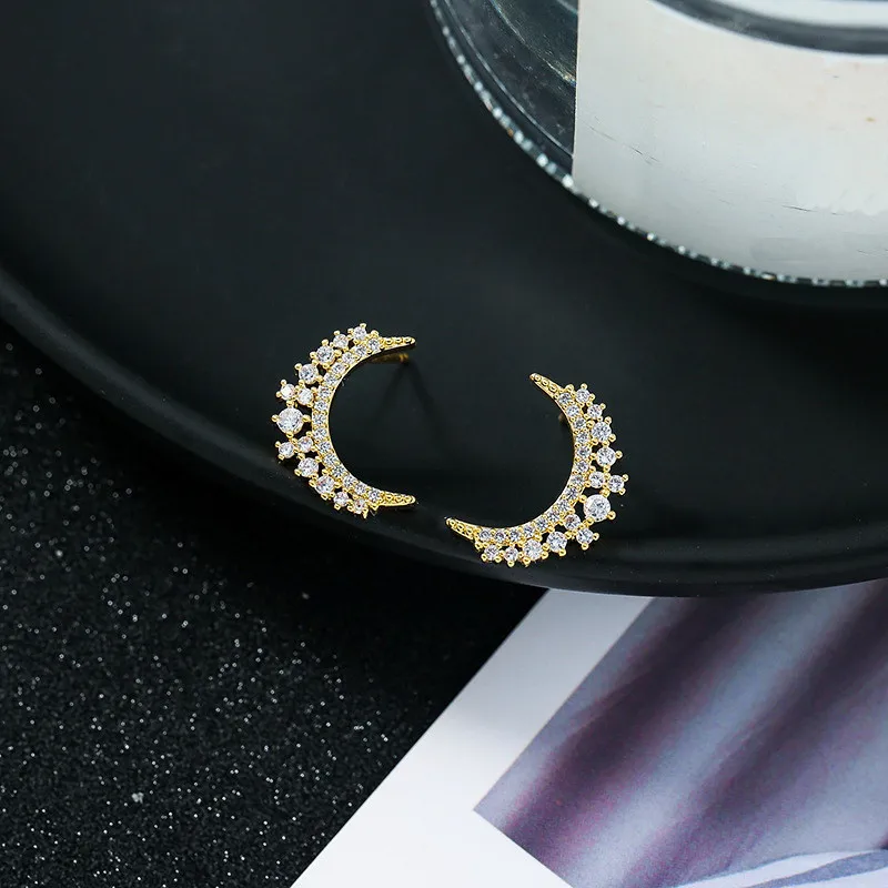 Корейские Изящные циркониевые серьги со звездой и Луной для женщин 2020 новые