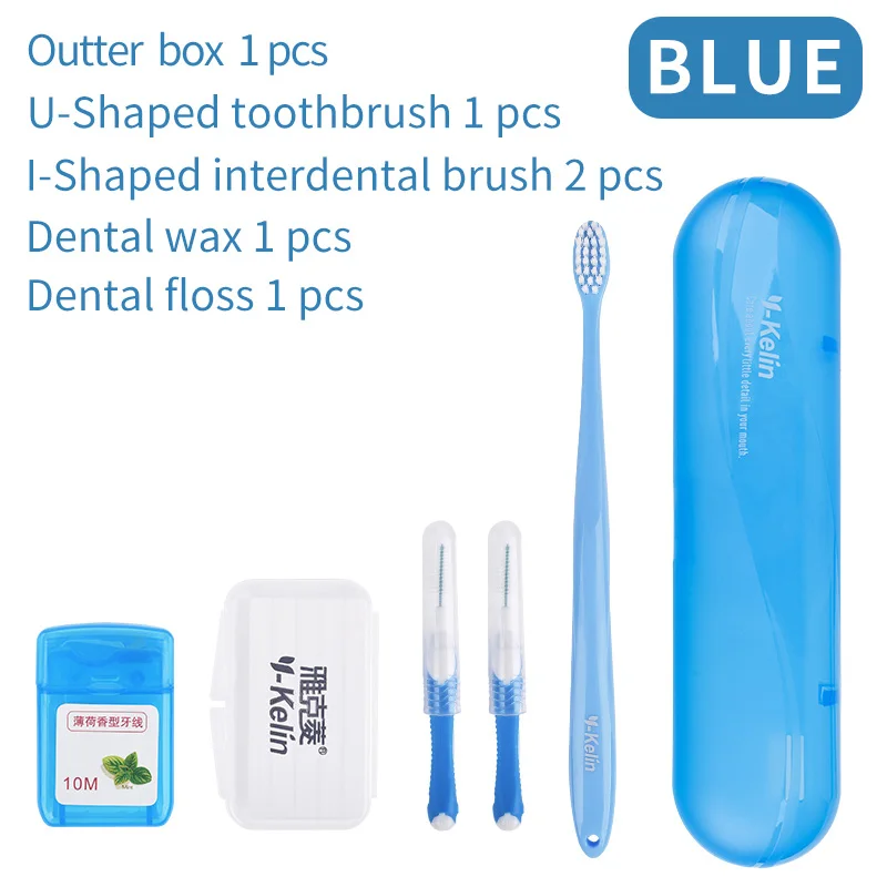 Y kelin портативный ортодонтический набор для ухода за зубной щёткой inter brush wax floss box|