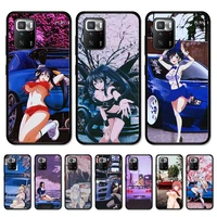 anime girl jdm sports car drift phone case for redmi note 10 9 8 6 pro 8t 5a 4x x 5 plus 7 7a 9a k20 cover