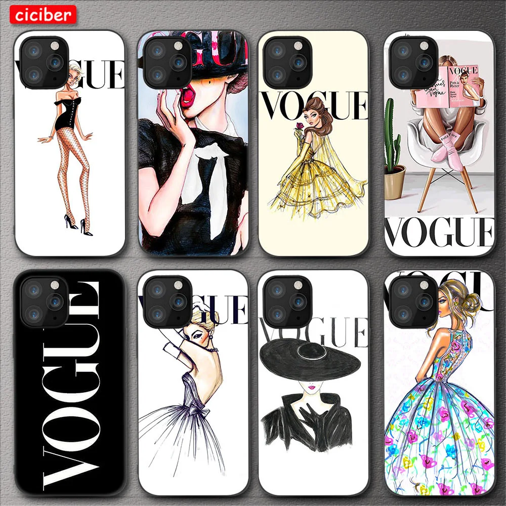 

Vogue Model Girl Case For iPhone 11 12 Pro Max Mini Cover for iPhone 7 8 6 6S Plus X XR XS MAX 5 5S SE 2020 Soft TPU Phone Funda