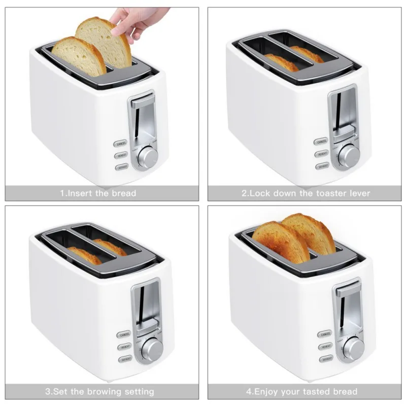 

2-Slice Electric Kitchen Toaster Bakeware Set Automatic Baking Bread Maker Breakfast Machine Toast Sandwich Grill Oven