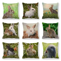 rabbit print pillowcase animal pattern cushion cover home decor pillowcase sofa back pillowcase linen pillowcase 45x45cm