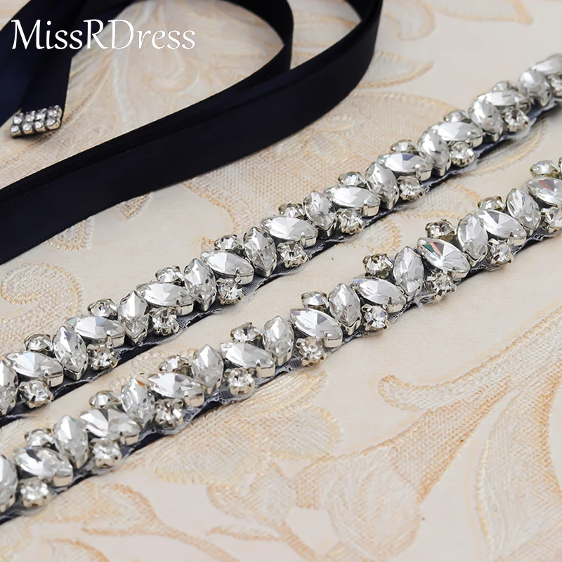Бриллиантовый свадебный пояс MissRDress с золотыми кристаллами для свадебного платья, стразы для свадебного платья JK863