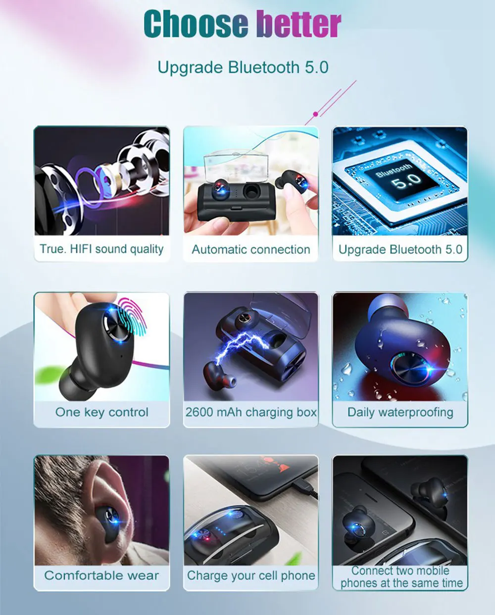 V6 TWS Bluetooth 5,0 наушники беспроводные стерео водонепроницаемые спортивные наушники с 2600 мАч зарядная коробка VS i10 TWS наушники