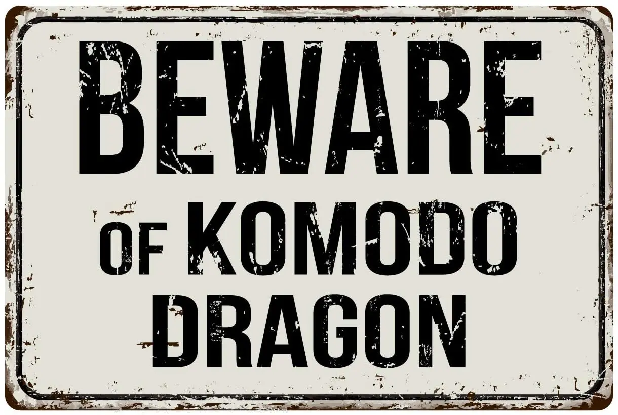 

352VS Beware of Komodo Dragon 8 x 12 Vintage Aluminum Retro Metal Sign