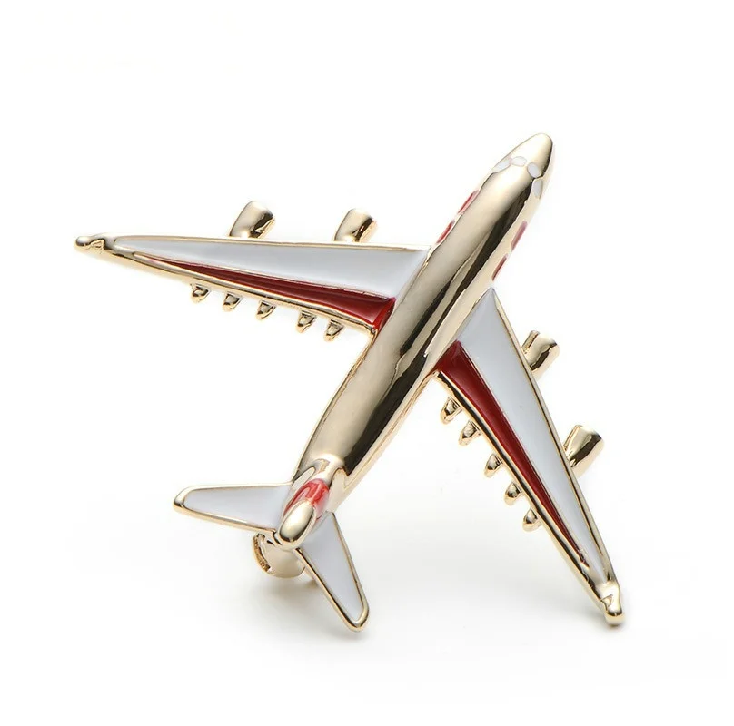 

Airplane Brooch Pins Enamel Red Blue Plane Luxury Brand Brooches for Women Men Costumes Aircraft Brooch