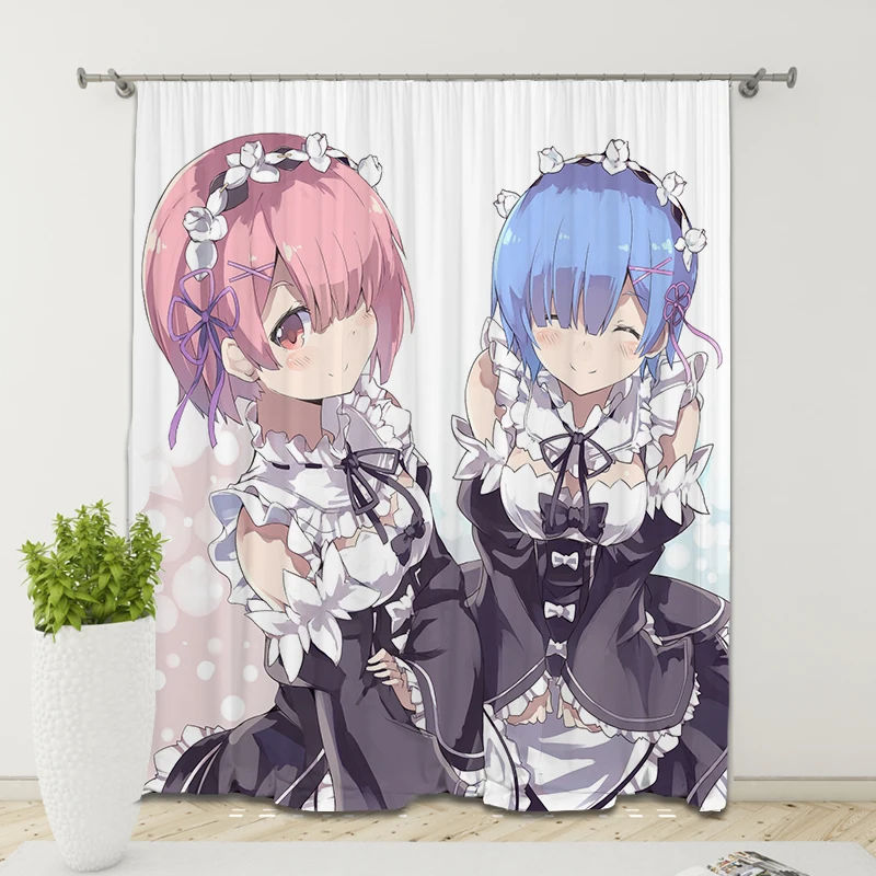 Популярные занавески с аниме рисунком Rem Ram для детской спальни гостиной домашний