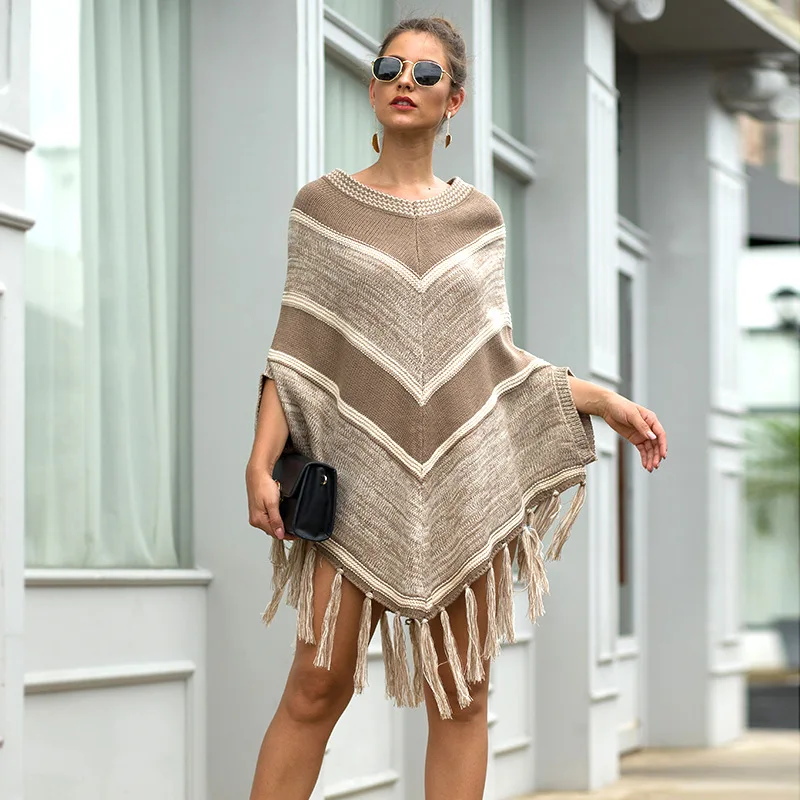 Женская зимняя одежда свитер пончо и накидки пуловер женский богемский плащ с
