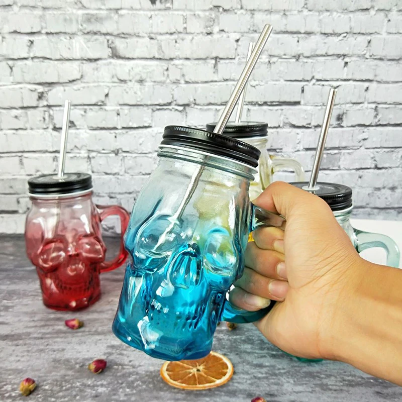 2021 Новая креативная градиентная бутылка с ручкой стеклянная пивная чашка