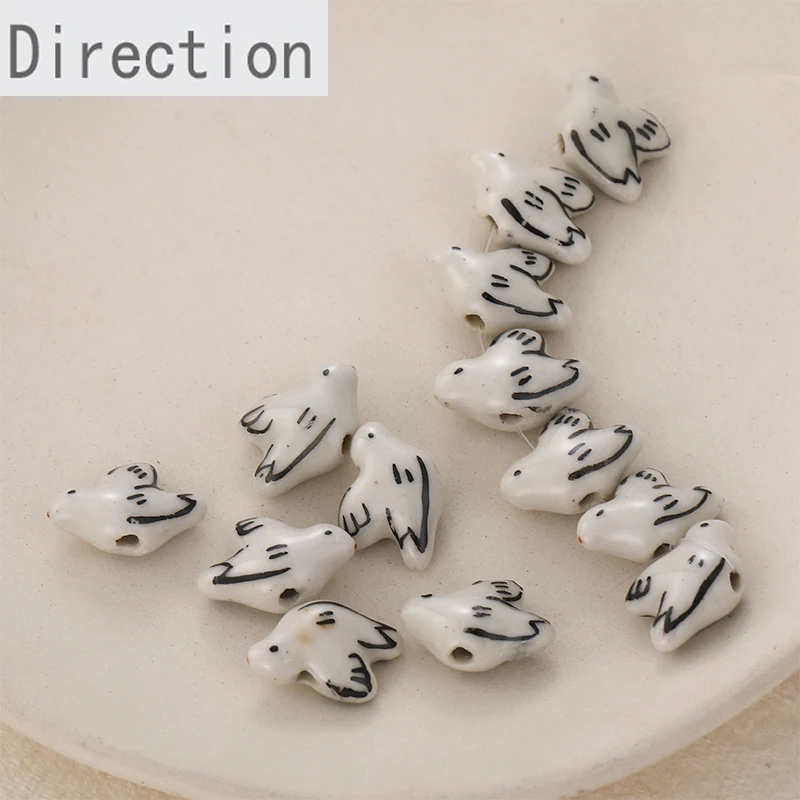 Ручная роспись керамическая птица голубь прямые бусины с отверстиями в японском