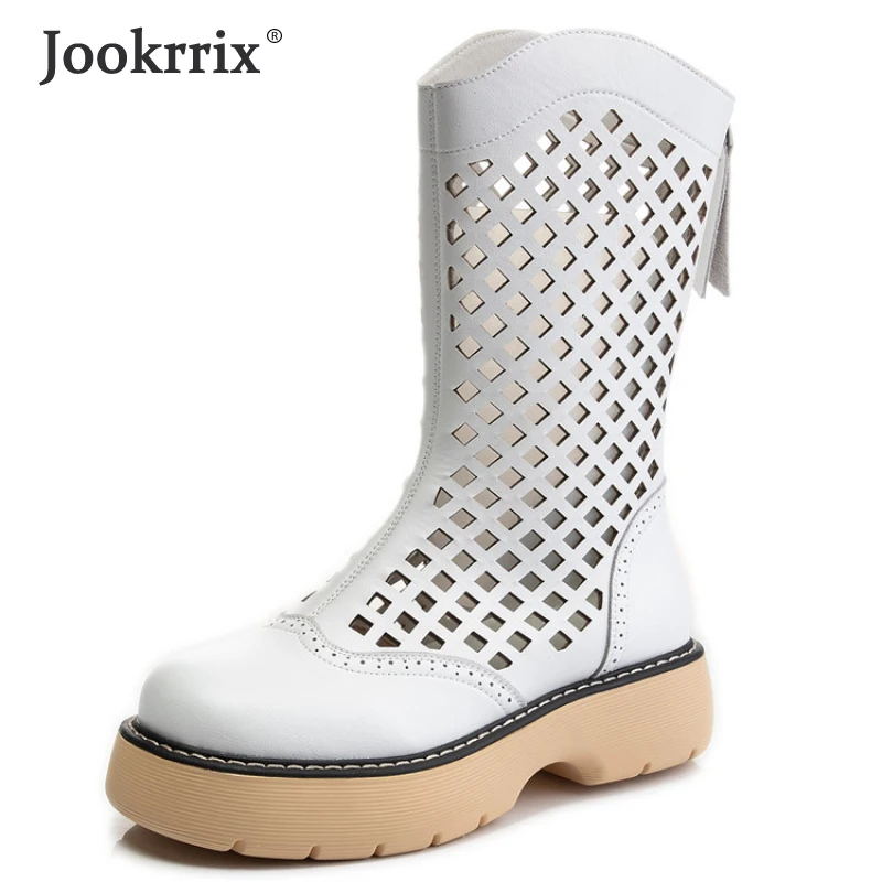 

Женские ботинки до середины икры, однотонные дышащие ботинки на толстой подошве с бахромой, лето 2021