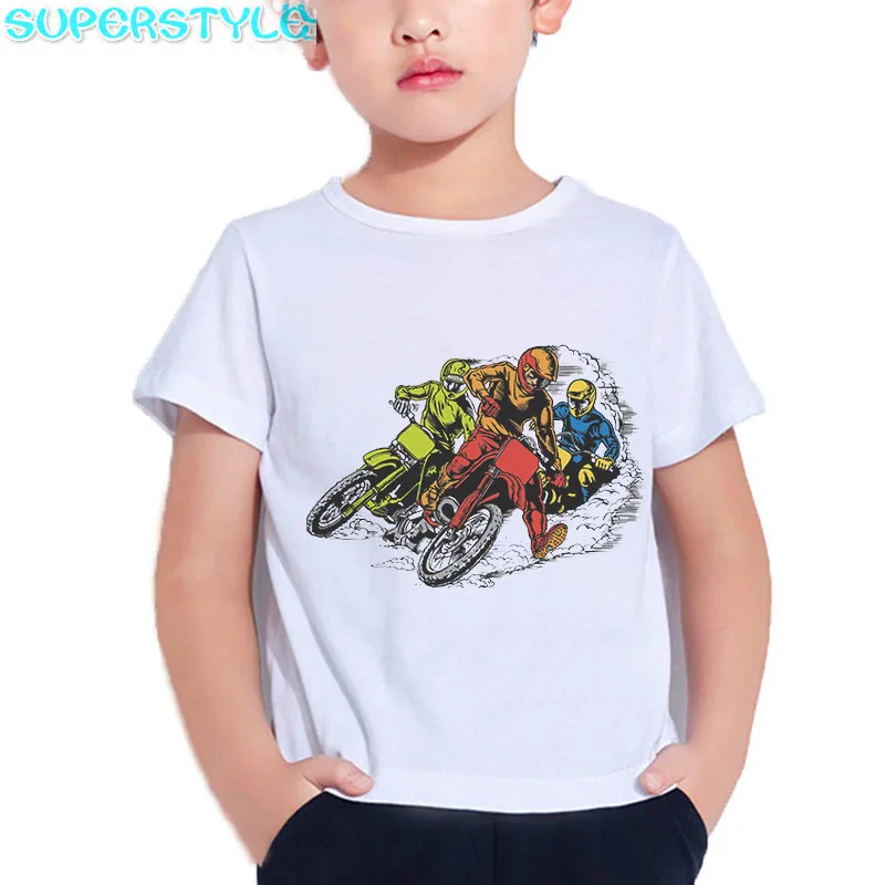 Детская хипстерская Футболка с принтом мотоцикла мотокросса крутая футболка для