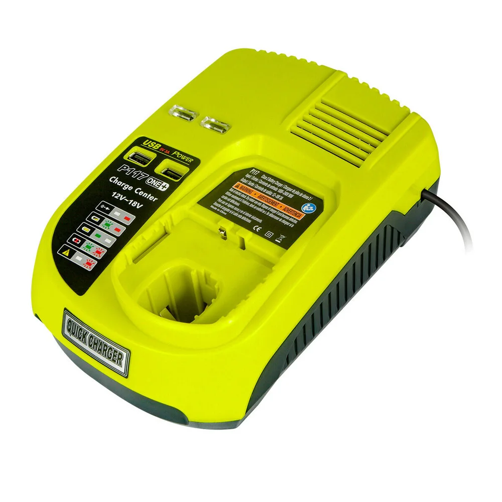 

P117 Charger Li-ion Ni-CD Ni-MH 12V-18V Universal Rechargeable Battery Charger Portable Quick Charger with Built-in 2 USB Ports