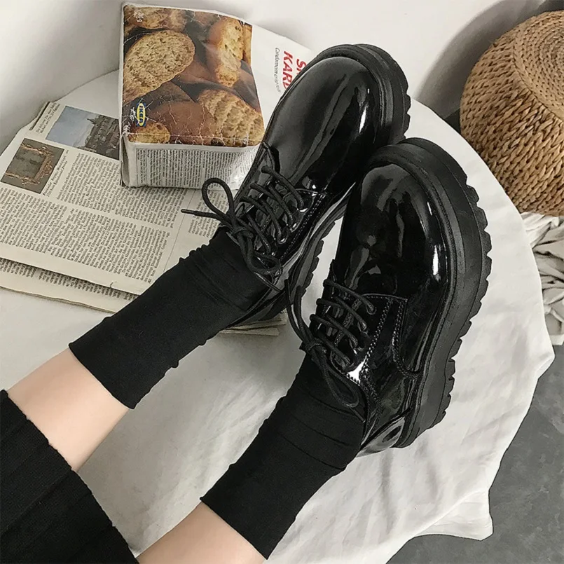 Модные женские черные туфли Cresfimix из искусственной кожи на платформе Женские