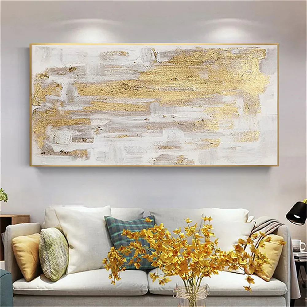 

Academy 100% Hand-painted Oil Paintings Modern Abstract Gold Foil Art Canvas Picture Noble Villa Luxury Home Decoration Poster