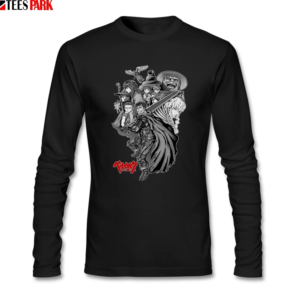 Anime Berserk T Shirts Men Funny 100% Cotton Long Sleeve T-shirt Male Clothing Top Printed Tshirt For Adult | Мужская одежда