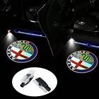 2 светодиодный т., светодиодсветильник лампы для дверей автомобиля, с логотипом, для Alfa Romeo Giulia Giulietta Mito Stelvio Brera 159