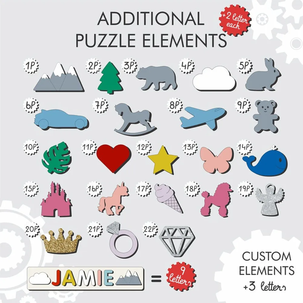 Персонализированная деревянная головоломка с именем + бабочка элементы