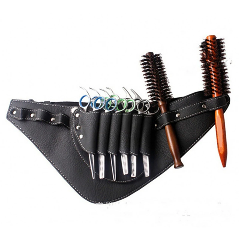 

PU Leather Rivet Hair Scissor Bag Clips Bag Hairdressing Barber Scissor Holster Pouch Holder Case Hair Scissor Bag