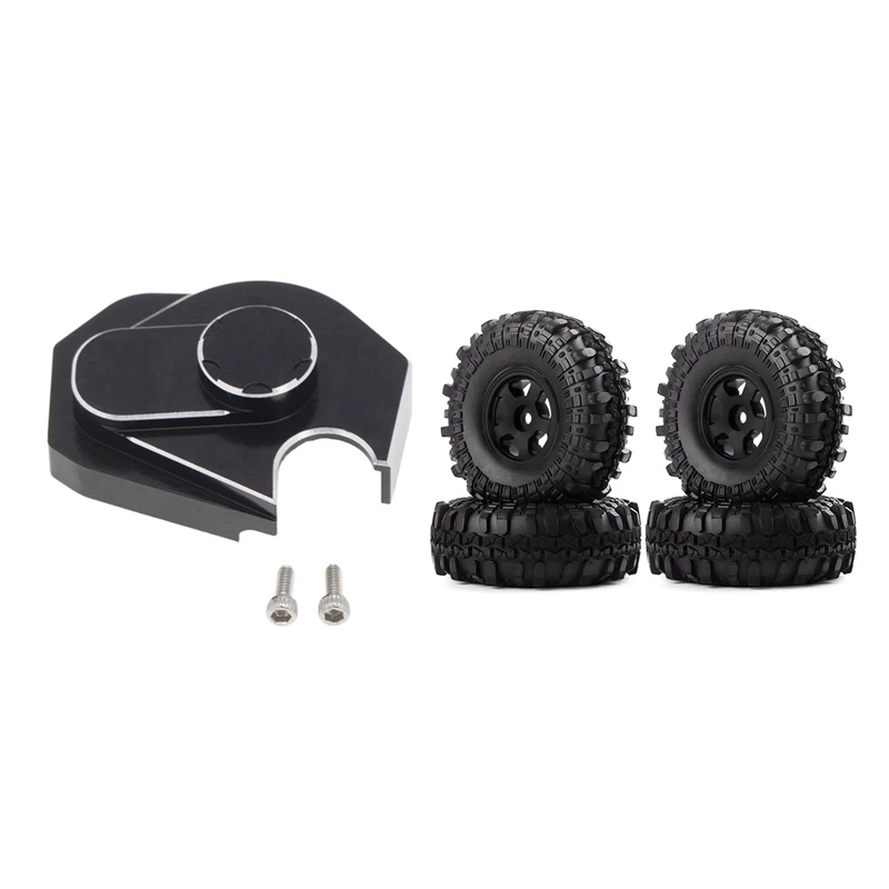 

Metal Gearbox Cover Gear Dust Cover Upgrade Parts with 4PCS 1.0 Metal Beadlock Wheel Rims Tire Tyres Set Upgrade Parts