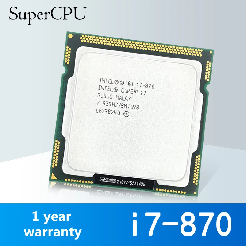 

Процессор Intel Core i7 870 2,93 ГГц четырехъядерный ЦПУ L3 8M 95 Вт LGA 1156 Рабочий стол 100%