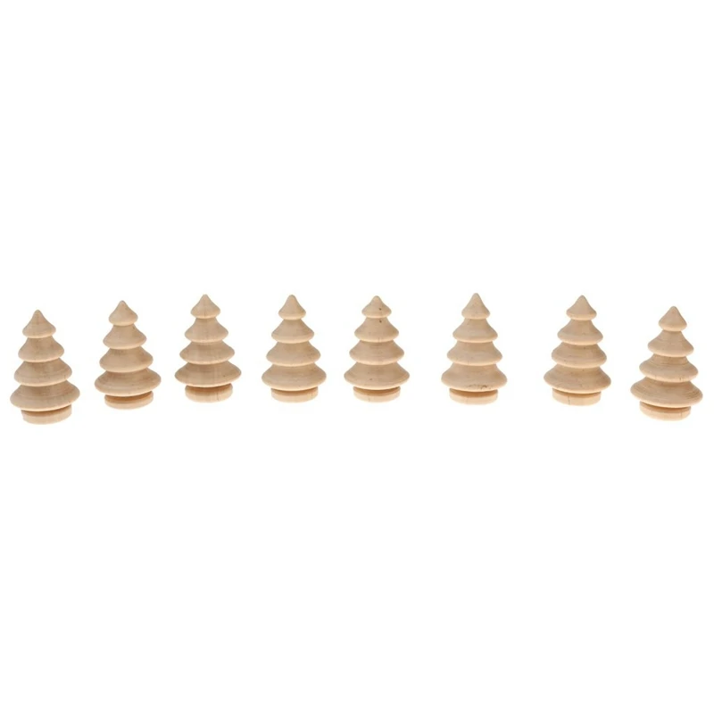 

10 Pcs Unfinished Wooden Peg Dolls Wooden Christmas Tree Blank Christmas Tree DIY Crafts Cake Topper Kids Printed Toy