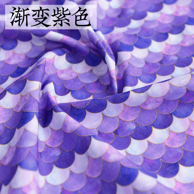 Широкая ткань с узором "Русалочья радуга" в виде рыбьей чешуи, 100% хлопок, для пэчворк-шитья, материал для самостоятельного пошива рубашки, подушки, маски.