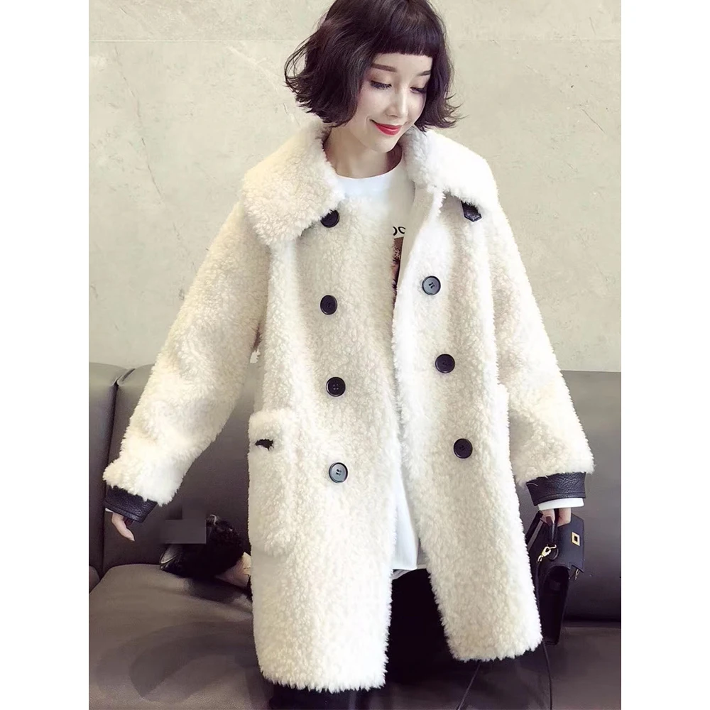 

Модное элегантное шерстяное кашемировое пальто на пуговицах с карманами, Женская Повседневная прямая куртка с длинным рукавом и кукольным ...