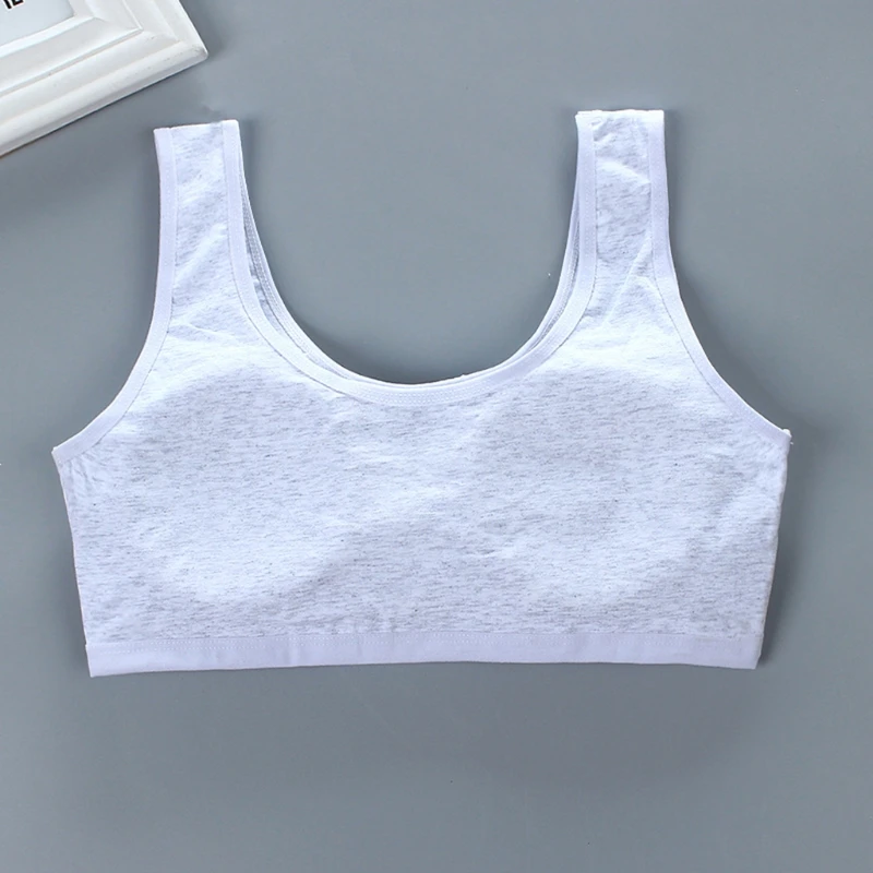 

Young Girls Cotton Sports Training Bra Wide Strap Lace U-Neck Puberty Bralette Cartoon Print Padded Underwear Crop Top L9CD