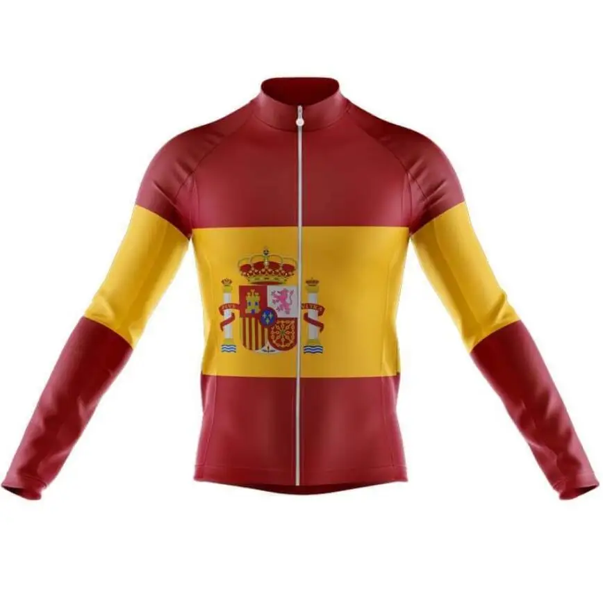 Испания новая команда Велоспорт Джерси с длинным рукавом зима термо флис и без