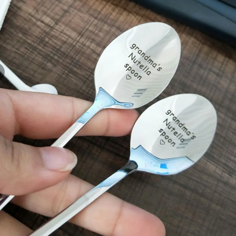 Ложки из нержавеющей стали персонализированные гравировальные столовые приборы